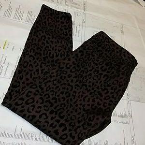 Free People Brown & Black Flocked Leopard jeans